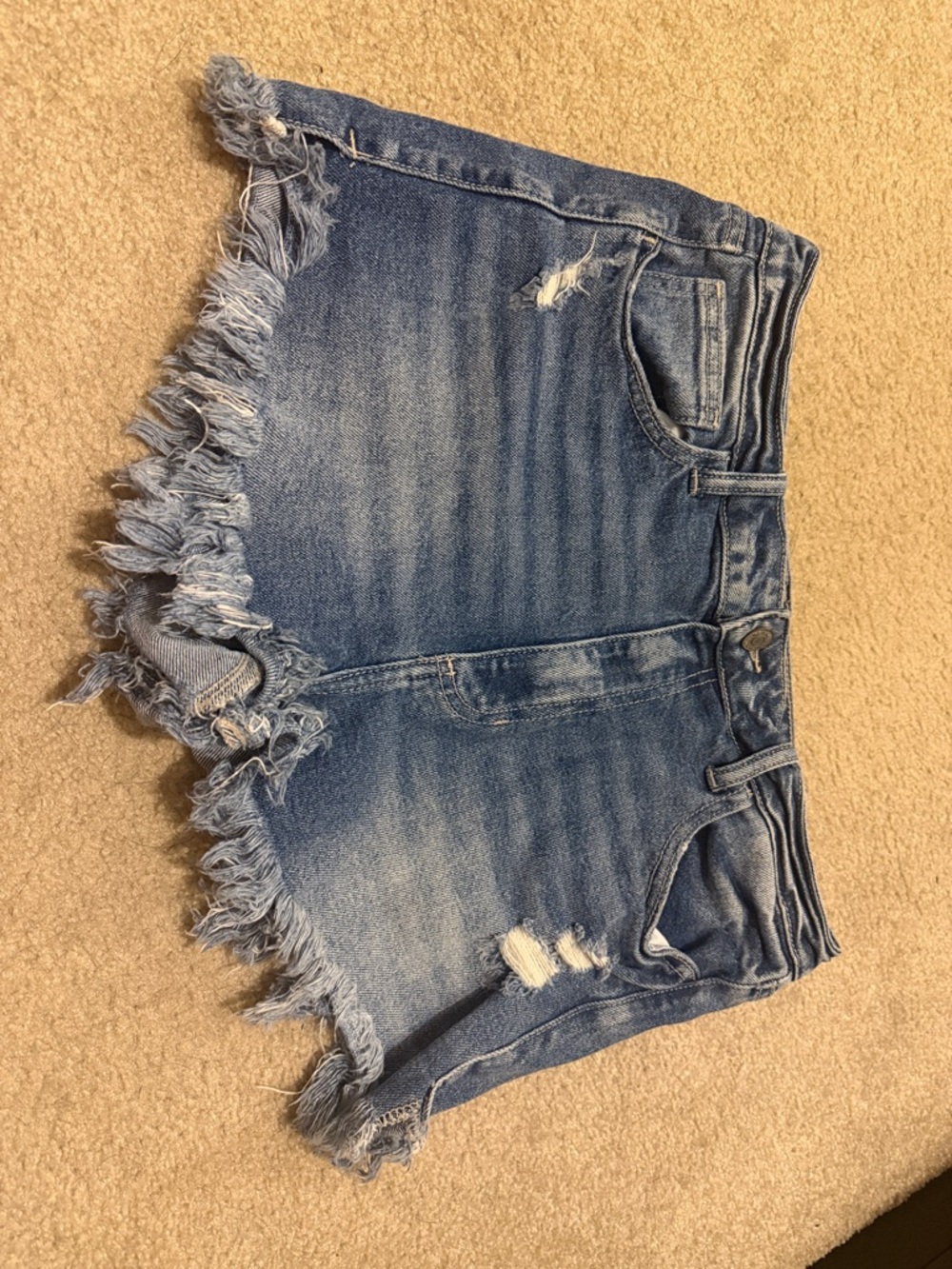 Frayed Hem Distressed Denim Shorts - Blue. Willow and root